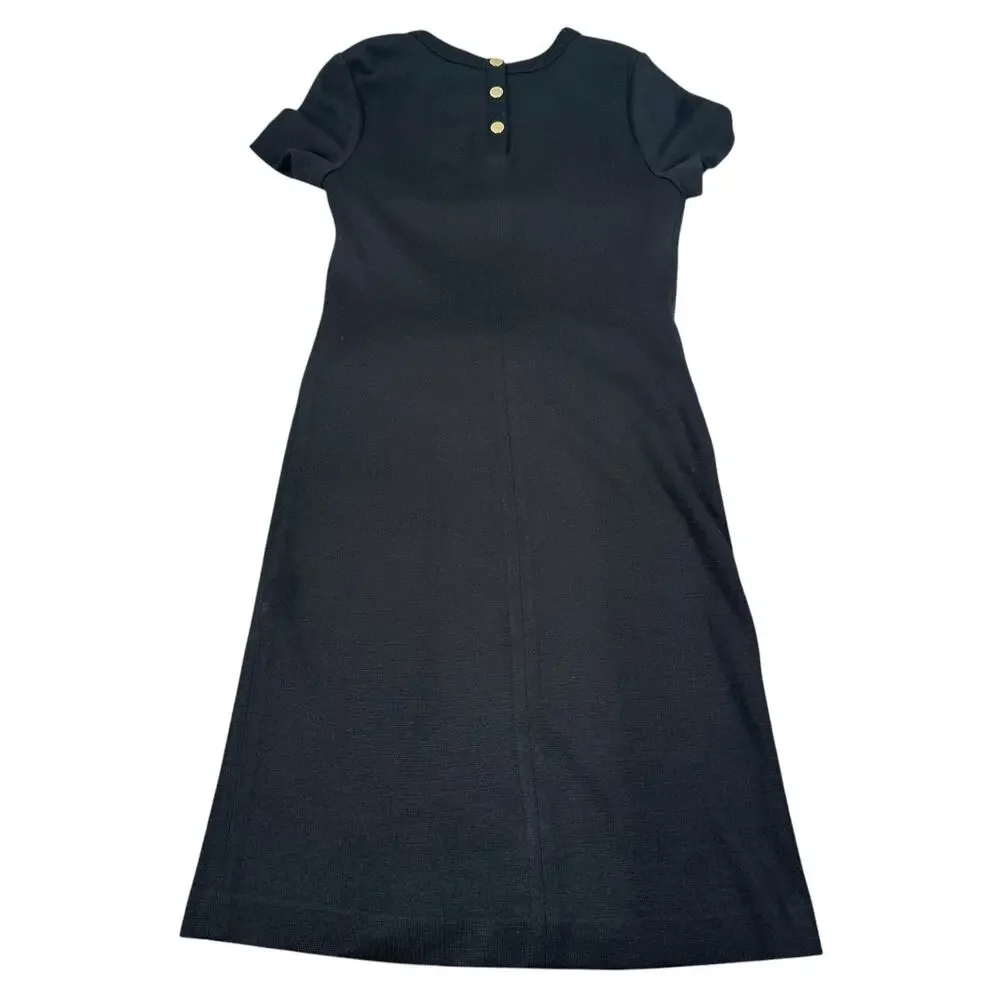 Tory Burch Anthea‎ Wool Dress Women’s Small Black Front Pockets Short Sleeve